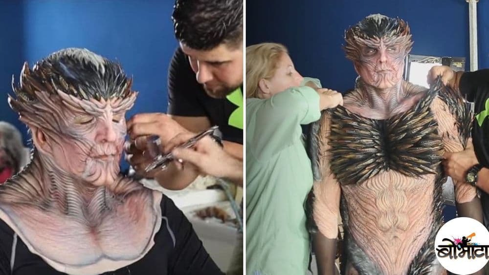 व्हिडीओ ऑफ दि डे : चक्क असा तयार झाला अक्षय कुमारचा २.० मधला लुक !!