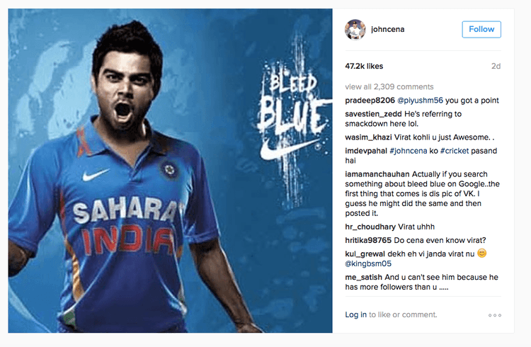 जॉन सीना ने विराट कोहलीचा फोटो का पोस्ट केला याचे खरे कारण आम्हाला कळलंय 