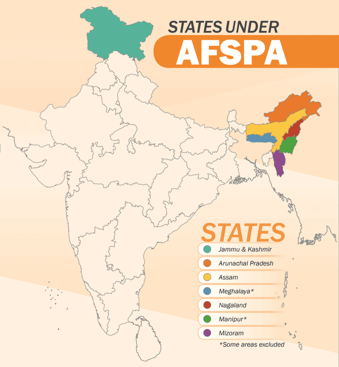 २. अफ्स्पाअंतर्गत कोणकोणती राज्ये येतात?