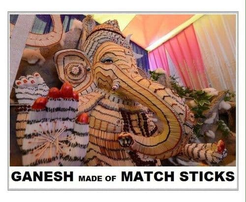 काड्यांपासून बनवलेला गणपती