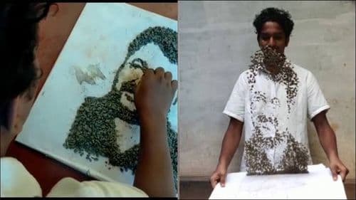 हा कलाकार चक्क हवेत चित्र काढतो? काय आहे ही भन्नाट कला??
