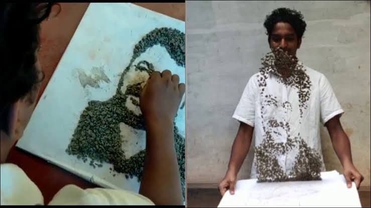 हा कलाकार चक्क हवेत चित्र काढतो? काय आहे ही भन्नाट कला??