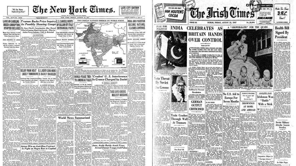 वाचा १५ ऑगस्ट, १९४७ ची जगभरातल्या वर्तमानपत्रांची पहिली पानं !!