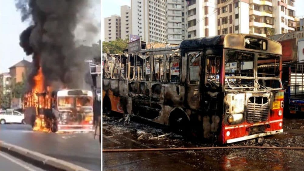 व्हिडीओ ऑफ दि डे : मुंबईतल्या 'बर्निंग बस'चा थरार !!