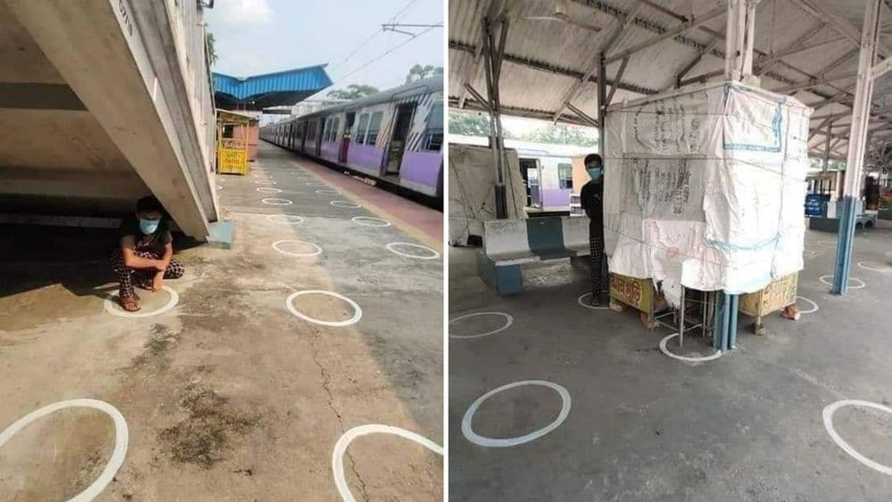 रेल्वे स्टेशनवरची ही सोशल डिस्टंसिंगची वर्तुळं व्हायरल का होत आहेत? तुम्हीच पाहा !!