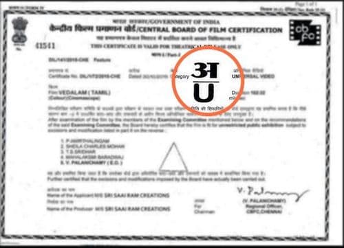 प्रमाणपत्रावर फक्त 'अ' असेल तर हा चित्रपट कोणीही पाहू शकतो.