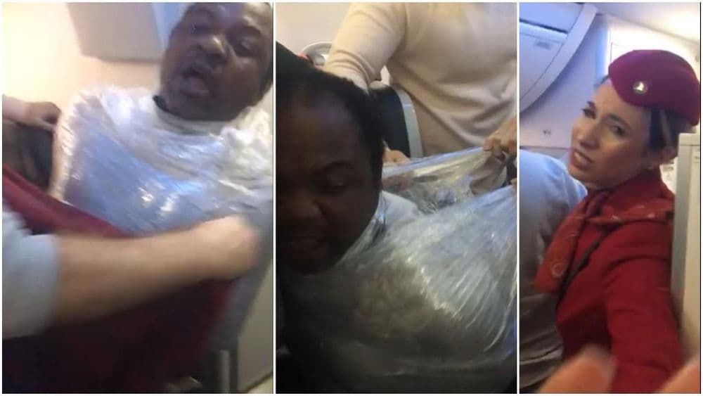 तुर्की पोलिसांनी प्रवाशालाच प्लास्टिकमध्ये गुंडाळलं....असं कोणी करतं का?